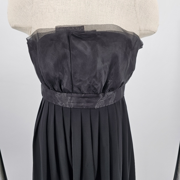 White House Black Market Black Sheer Crumb Catcher Strapless Size 8 Dress - Picture 3 of 7